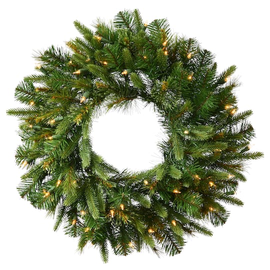 30&#x22; Pre-Lit Cashmere Artificial Christmas Wreath, Warm White Dura-lit LED Lights